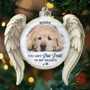 Christmas,Memorial,Sad,Pet Lovers,Dog Lovers,Cat Lovers,Family - Custom Photo Memorial Dog Cat You Left Paw Prints On My Heart - Personalized Custom Shaped Acrylic Ornament