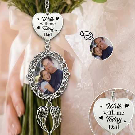 Custom Photo Memorial Family Walk With Me Today - Personalized Wedding Charm