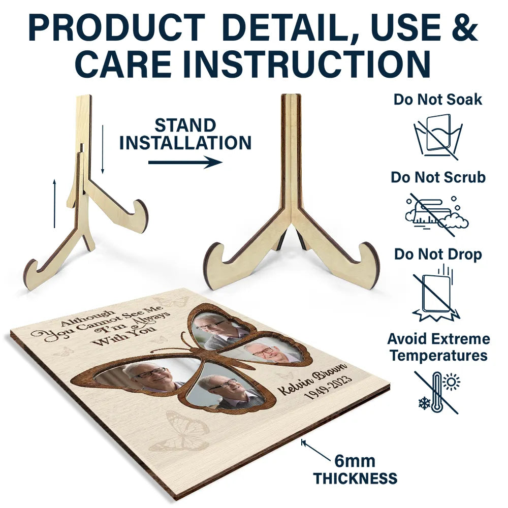 Memorial,Family,Custom Photo,Love - Custom Photo Memorial Forever In My Heart Mother Father - Personalized 2-Layered Wooden Plaque With Stand