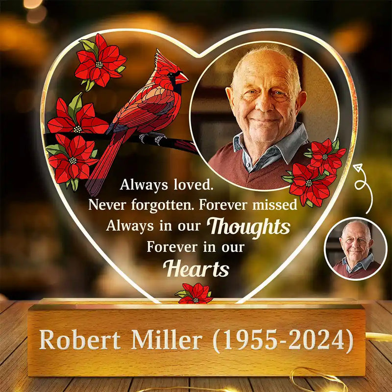 Memorial, Gift For Mother, Sad, Custom Photo - Custom Photo Memorial Forever Missed Always Shine In Our Hearts - Personalized Custom Shaped LED Light