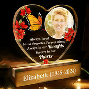 Memorial, Gift For Mother, Sad, Custom Photo - Custom Photo Memorial Forever Missed Always Shine In Our Hearts - Personalized Custom Shaped LED Light