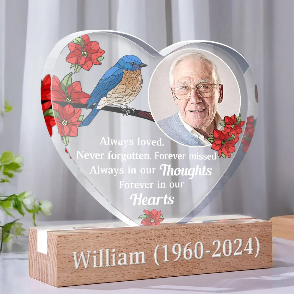 Memorial, Gift For Mother, Sad, Custom Photo - Custom Photo Memorial Forever Missed Always Shine In Our Hearts - Personalized Custom Shaped LED Light