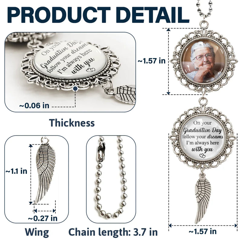 Custom Photo, Memorial, Graduation, Gift For Yourself, Gift For Mother, Sad - Custom Photo Memorial Graduation Follow Your Dreams - Personalized Photo Pendant Charm