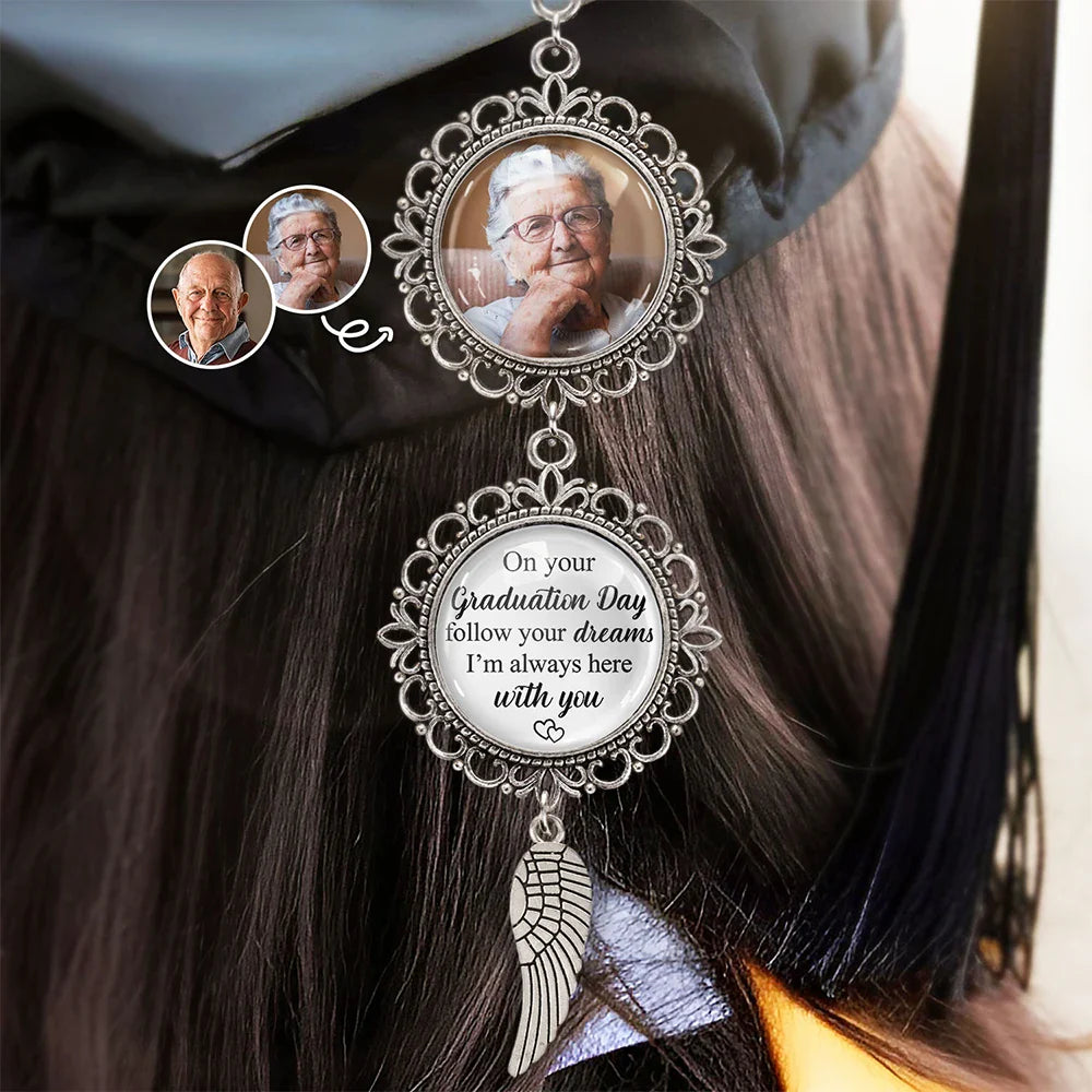 Custom Photo, Memorial, Graduation, Gift For Yourself, Gift For Mother, Sad - Custom Photo Memorial Graduation Follow Your Dreams - Personalized Photo Pendant Charm