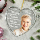 Christmas, Custom Photo, Memorial, Family, Sad - Custom Photo Memorial Grayscale Your Life Was A Blessing - Personalized Heart Shaped Glass Ornament