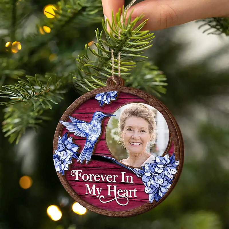 Memorial,Custom Photo,Love,Christmas - Custom Photo Memorial I Am Always With You Toile Art - Personalized 2-Layered Wooden Ornament