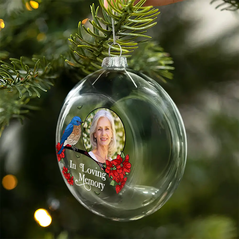 Sad,Memorial,Family,Parents,Gift For Grandparents,Christmas - Custom Photo Memorial I'm Always With You - Personalized Clear Flat Ball Ornament