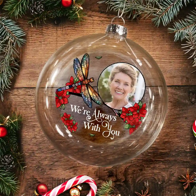 Sad,Memorial,Family,Parents,Gift For Grandparents,Christmas - Custom Photo Memorial I'm Always With You - Personalized Clear Flat Ball Ornament