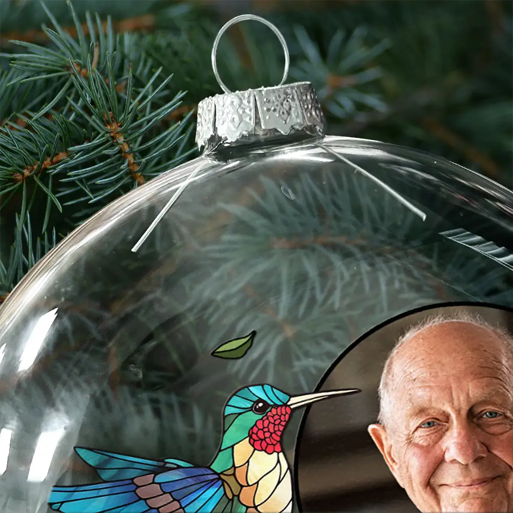 Sad,Memorial,Family,Parents,Gift For Grandparents,Christmas - Custom Photo Memorial I'm Always With You - Personalized Clear Flat Ball Ornament
