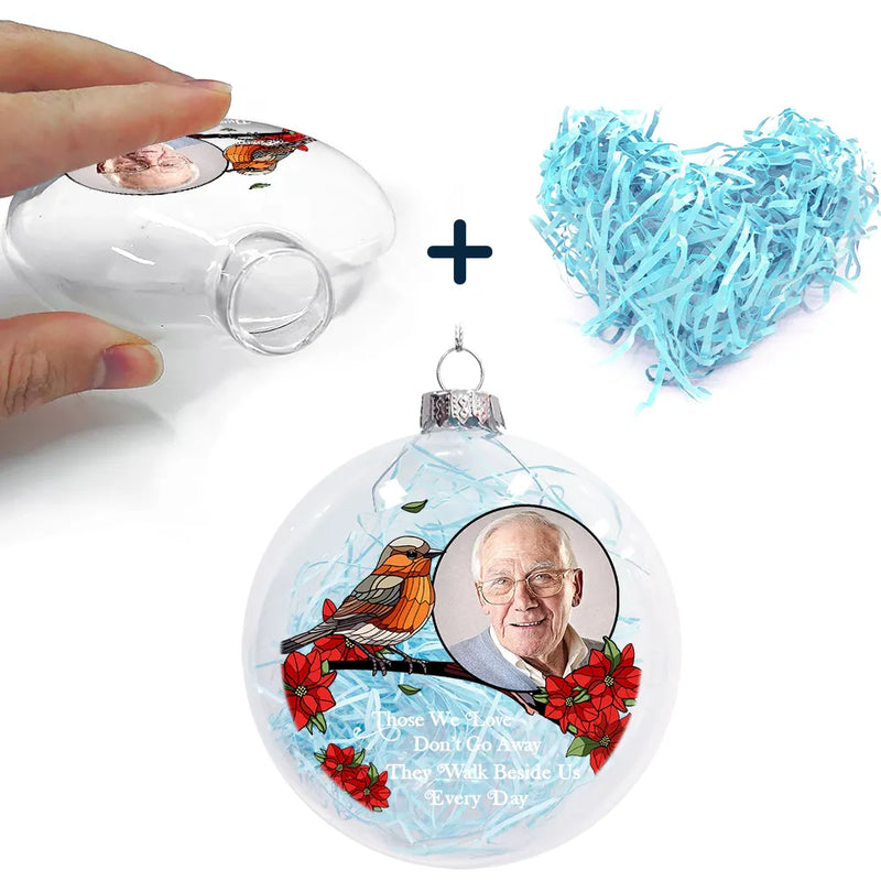 Sad,Memorial,Family,Parents,Gift For Grandparents,Christmas - Custom Photo Memorial I'm Always With You - Personalized Clear Flat Ball Ornament