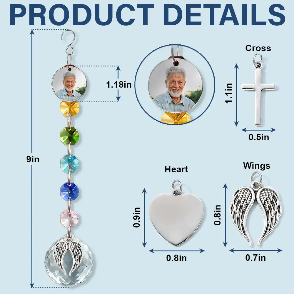 Christmas, Custom Photo, Sympathetic, Family, Memorial, Upload Full Photo, Icon - Custom Photo Memorial I'm Always With You - Personalized Crystal Suncatcher With Charm