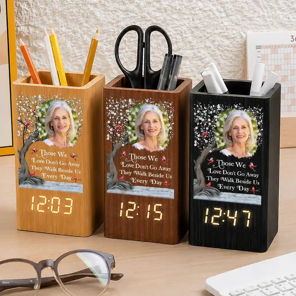 Custom Photo,Memorial,Gift For Yourself,Healing,Upload Full Photo - Custom Photo Memorial I'm Always With You - Personalized Pen Holder With Clock