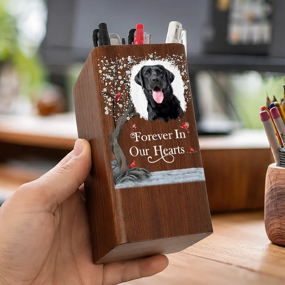 Custom Photo,Memorial,Gift For Yourself,Healing,Upload Full Photo - Custom Photo Memorial I'm Always With You - Personalized Pen Holder With Clock
