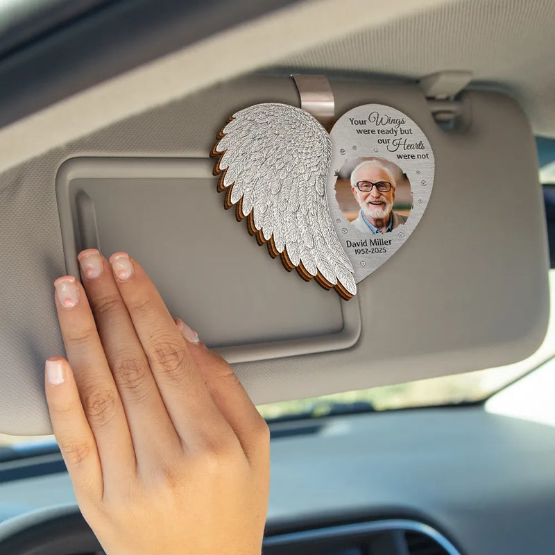 Family, Memorial, Sad - Custom Photo Memorial I'm Always With You Angel Wings - Personalized Custom Shaped Car Visor Clip