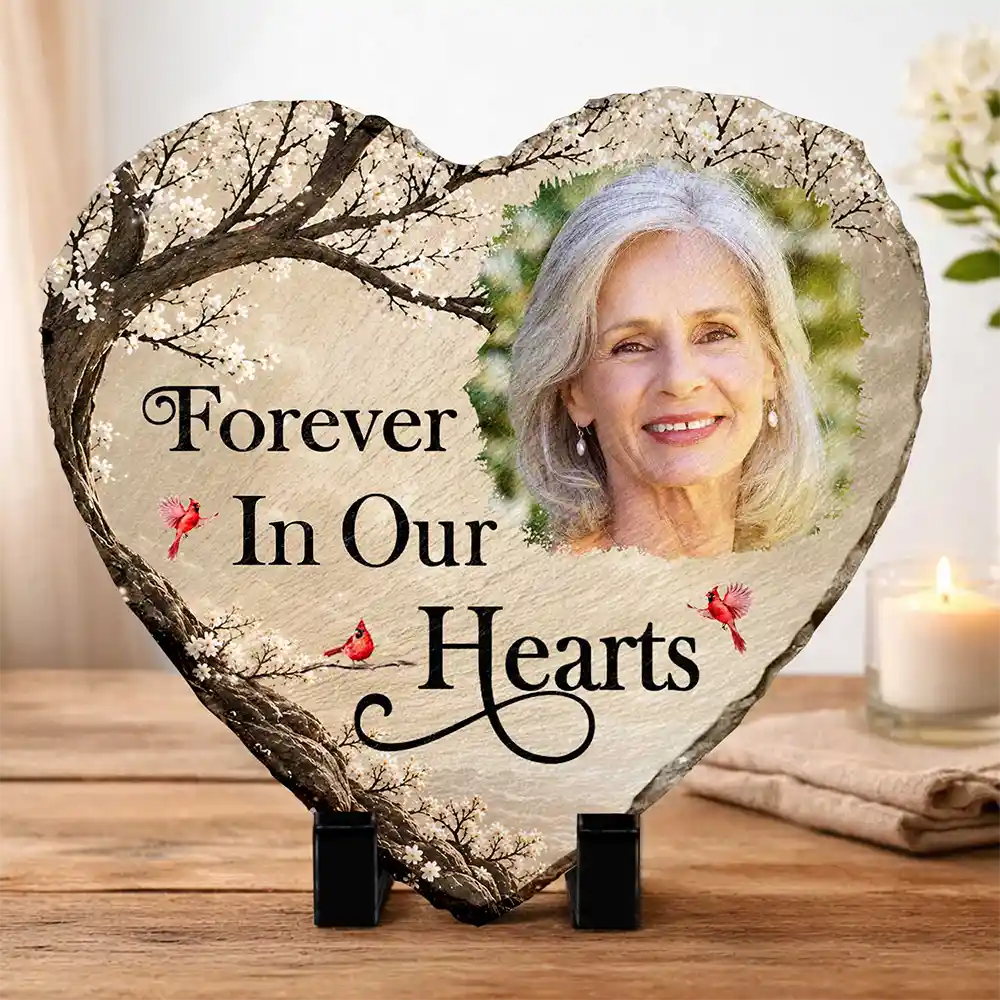 Memorial Loved One, Christmas, Custom Photo, Sympathetic, Family, Memorial, Upload Full Photo - Custom Photo Memorial Loved One I'm Always With You - Personalized Heart Memorial Garden Stone