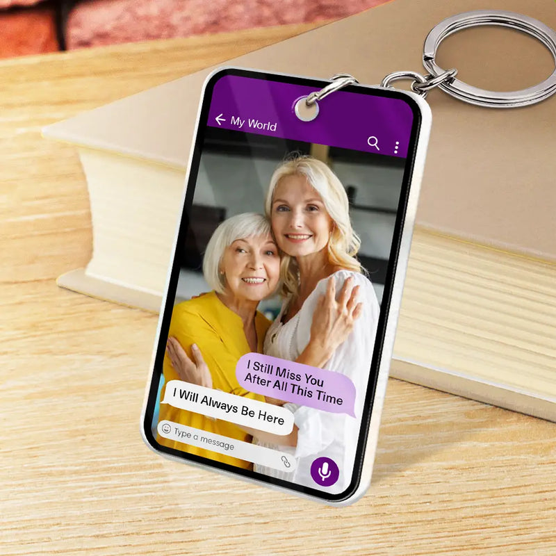 Gift For Couples,Old Couples,Gift For Husband,Gift For Wife,Gift For Boyfriend,Gift For Girlfriend,Gift For Yourself,Memorial,Sad - Custom Photo Memorial Message From Loved One - Personalized Acrylic Keychain