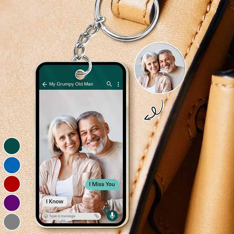 Gift For Couples,Old Couples,Gift For Husband,Gift For Wife,Gift For Boyfriend,Gift For Girlfriend,Gift For Yourself,Memorial,Sad - Custom Photo Memorial Message From Loved One - Personalized Acrylic Keychain