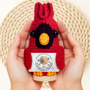 Memorial, Family, Gift For Grandparents - Custom Photo Memorial My Mind Still Talks To You - Personalized Doll Crochet With Custom Card
