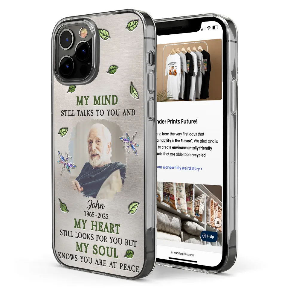 Memorial,Custom Photo,Family,Sad,Gift For Grandparents,Parents - Custom Photo Memorial My Mind Still Talks To You - Personalized Clear Phone Case