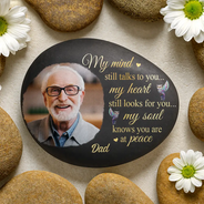 Memorial,Sad,Family - Custom Photo Memorial My Mind Still Talks To You - Personalized Printed Rock