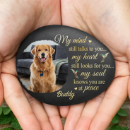 Memorial,Sad,Family - Custom Photo Memorial My Mind Still Talks To You - Personalized Printed Rock