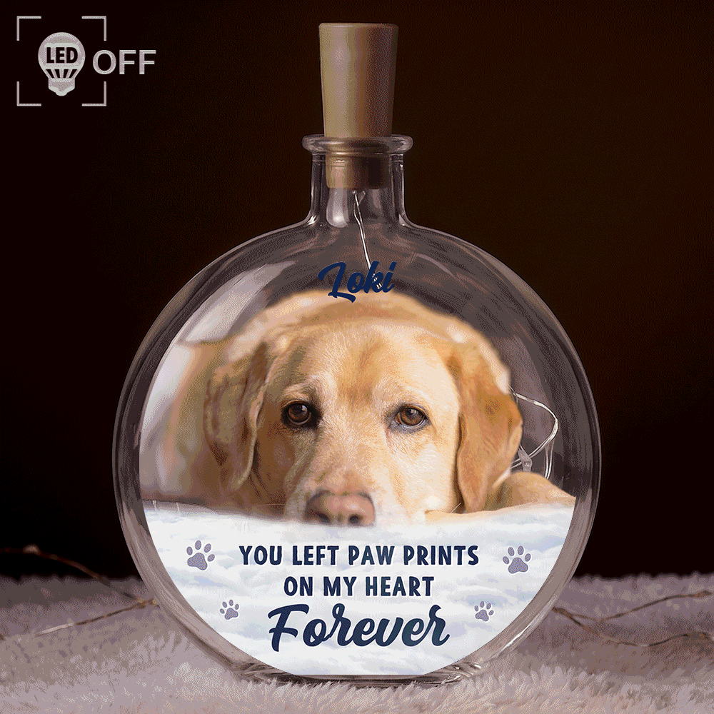 Christmas,Custom Photo,Pet Memorial,Sympathetic,Pet Lovers,Memorial,Remove BG Photo - Custom Photo Memorial Pet Forever In My Heart - Personalized Round Flat Bottle Light