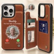 Memorial,Sad,Family - Custom Photo Memorial The Call I Wish I Could Make - Personalized Leather Flip Wallet Phone Case