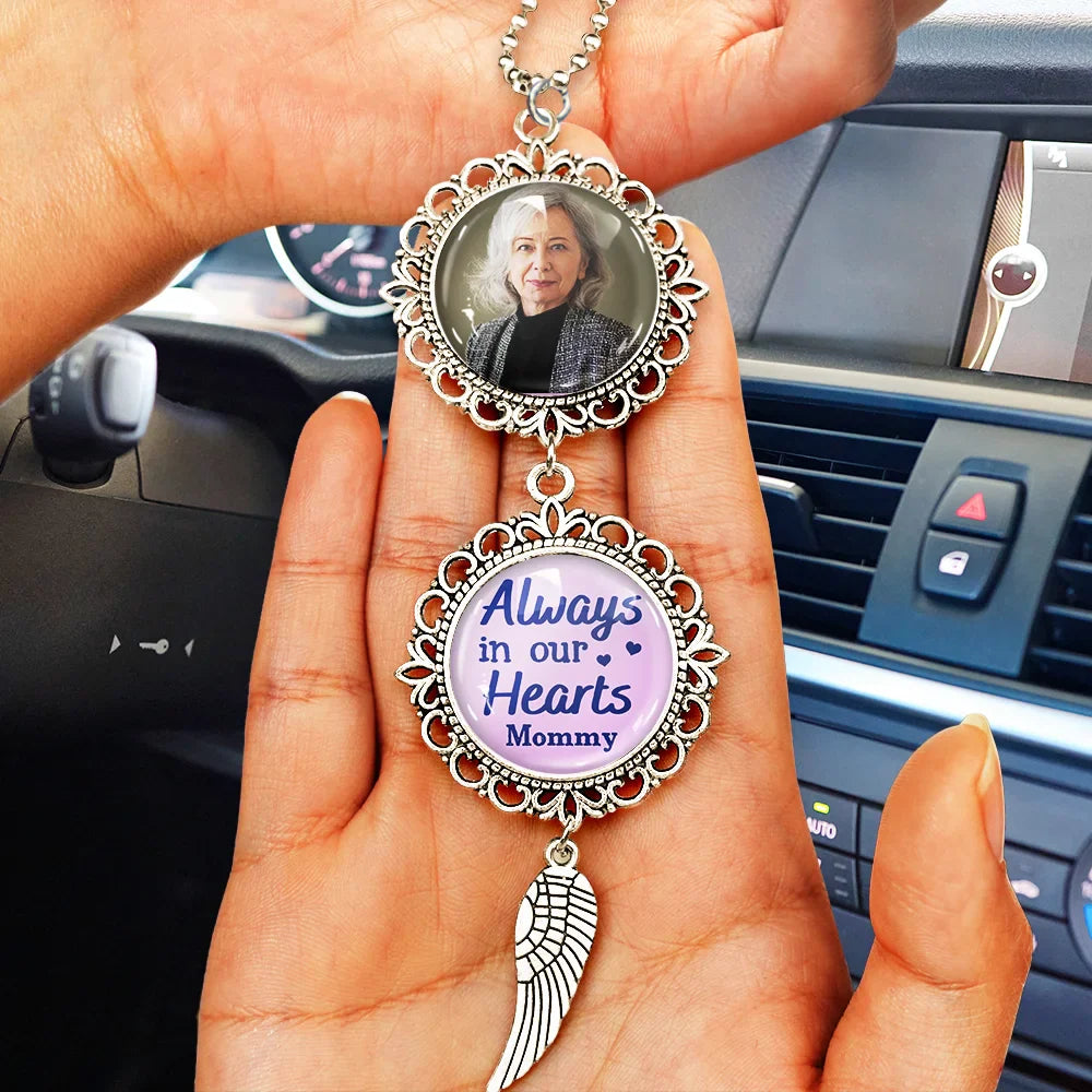 Custom Photo,Memorial,Gift For Father,Gift For Mother,Family - Custom Photo Memorial Walk Beside Us Everyday - Personalized Photo Pendant Charm