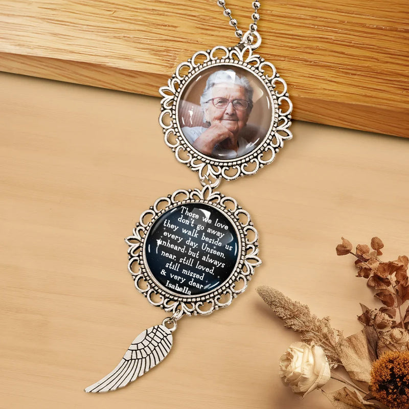 Custom Photo,Memorial,Gift For Father,Gift For Mother,Family - Custom Photo Memorial Walk Beside Us Everyday - Personalized Photo Pendant Charm