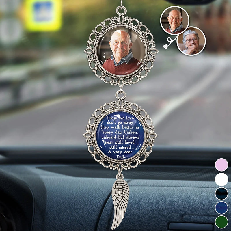 Custom Photo,Memorial,Gift For Father,Gift For Mother,Family - Custom Photo Memorial Walk Beside Us Everyday - Personalized Photo Pendant Charm