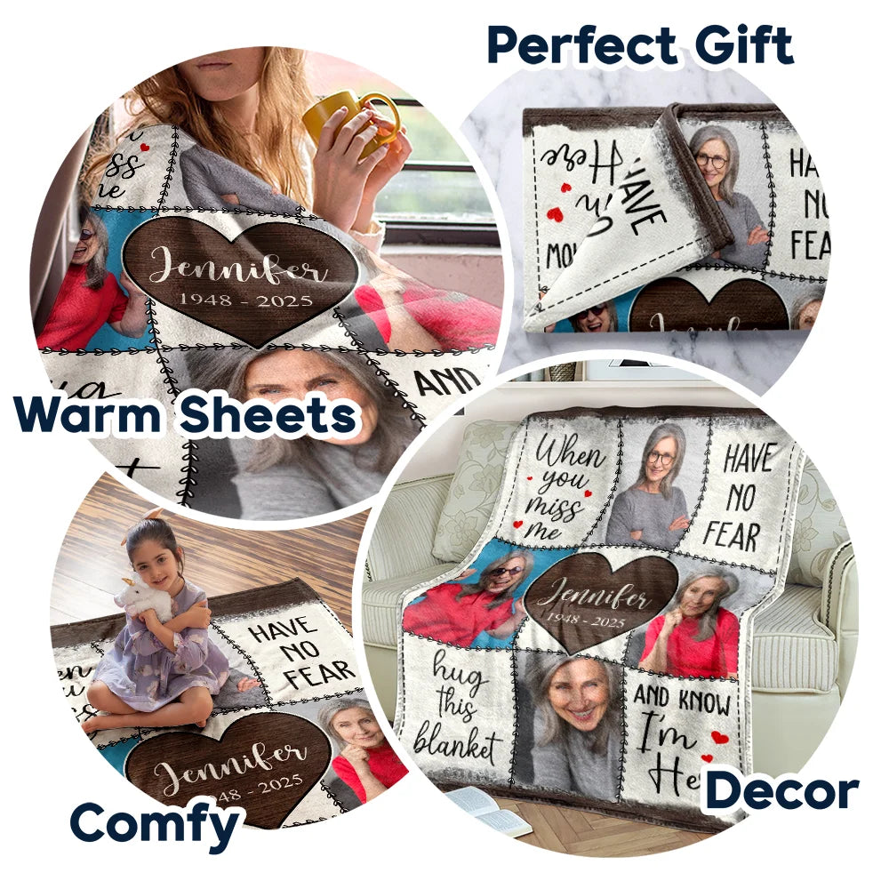 Custom Photo, Memorial, Family, Sad - Custom Photo Memorial When You Miss Me - Personalized Fleece Blanket, Sherpa Blanket
