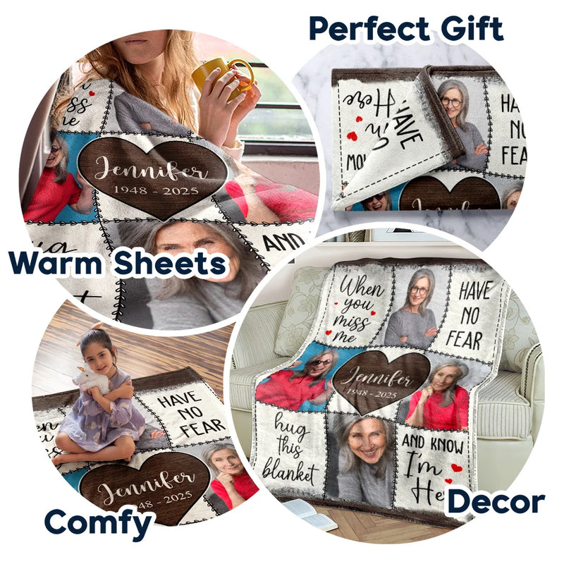 Custom Photo, Memorial, Family, Sad - Custom Photo Memorial When You Miss Me - Personalized Fleece Blanket, Sherpa Blanket