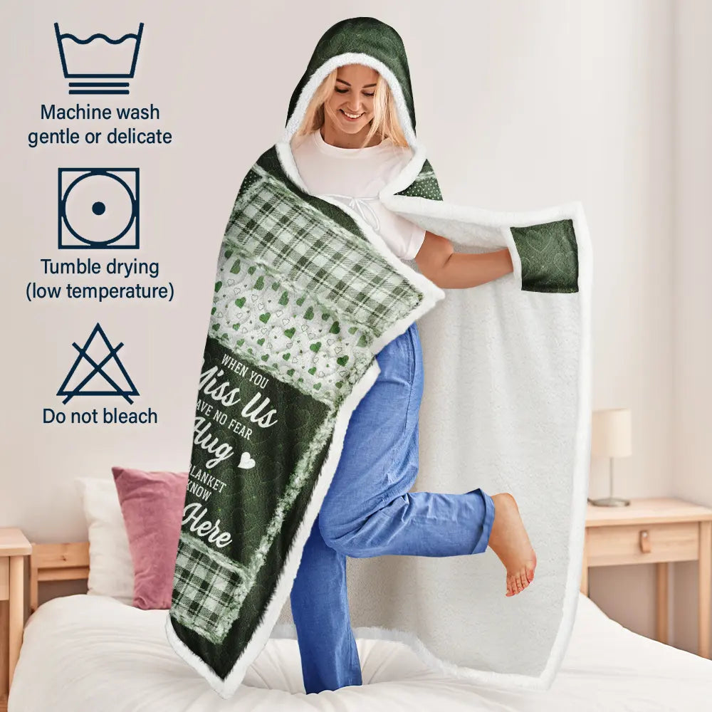 Family, Custom Photo, Memorial, Sad, Gift For Women, Christmas - Custom Photo Memorial When You Really Miss Me Hug This Blanket - Personalized Wearable Hooded Blanket