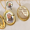 Memorial,Custom Photo,Love - Custom Photo Memorial You Never Walk Alone - Personalized Locket Necklace