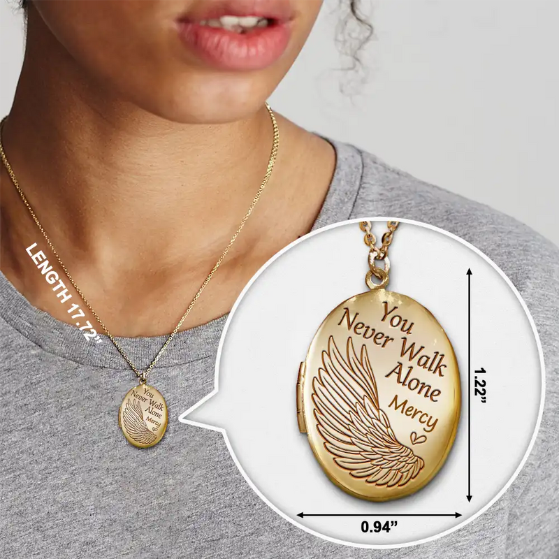 Memorial,Custom Photo,Love - Custom Photo Memorial You Never Walk Alone - Personalized Locket Necklace