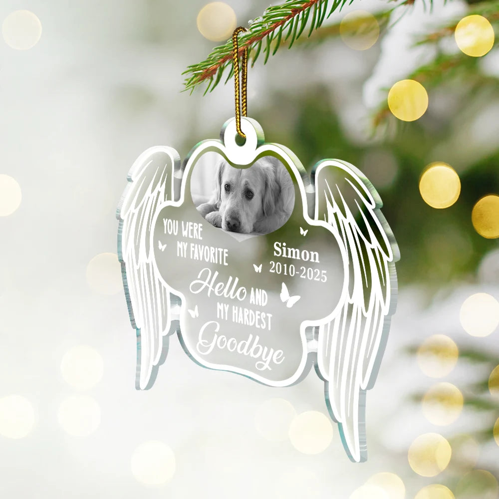 Pet Lovers,Pet Mom,Pet Dad,Dog Lovers,Dog Mom,Dog Dad,Cat Lovers,Cat Mom,Cat Dad,Memorial,Christmas,Sad,Gift For Women,Gift For Men,Custom Photo - Custom Photo Memorial Your Wings Were Ready My Heart Was Not - Personalized Custom Shaped Acrylic Ornament