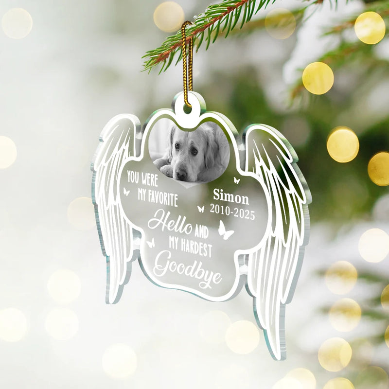 Pet Lovers,Pet Mom,Pet Dad,Dog Lovers,Dog Mom,Dog Dad,Cat Lovers,Cat Mom,Cat Dad,Memorial,Christmas,Sad,Gift For Women,Gift For Men,Custom Photo - Custom Photo Memorial Your Wings Were Ready My Heart Was Not - Personalized Custom Shaped Acrylic Ornament