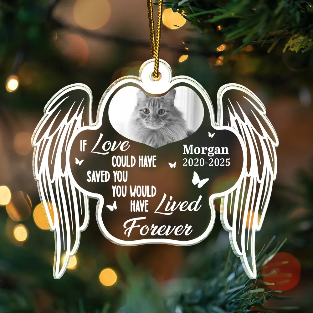 Pet Lovers,Pet Mom,Pet Dad,Dog Lovers,Dog Mom,Dog Dad,Cat Lovers,Cat Mom,Cat Dad,Memorial,Christmas,Sad,Gift For Women,Gift For Men,Custom Photo - Custom Photo Memorial Your Wings Were Ready My Heart Was Not - Personalized Custom Shaped Acrylic Ornament