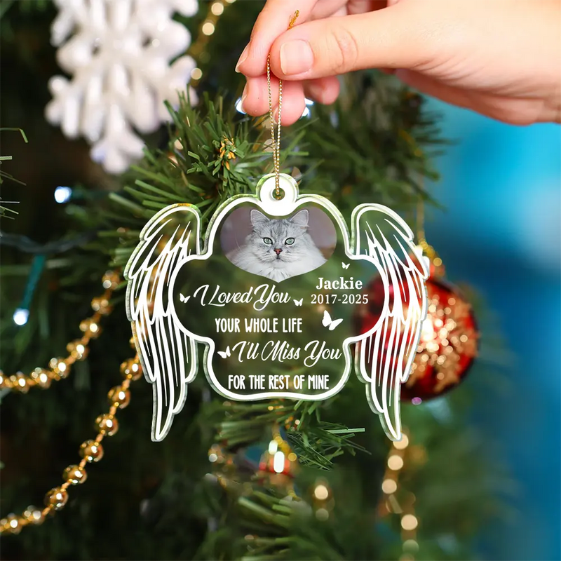 Pet Lovers,Pet Mom,Pet Dad,Dog Lovers,Dog Mom,Dog Dad,Cat Lovers,Cat Mom,Cat Dad,Memorial,Christmas,Sad,Gift For Women,Gift For Men,Custom Photo - Custom Photo Memorial Your Wings Were Ready My Heart Was Not - Personalized Custom Shaped Acrylic Ornament