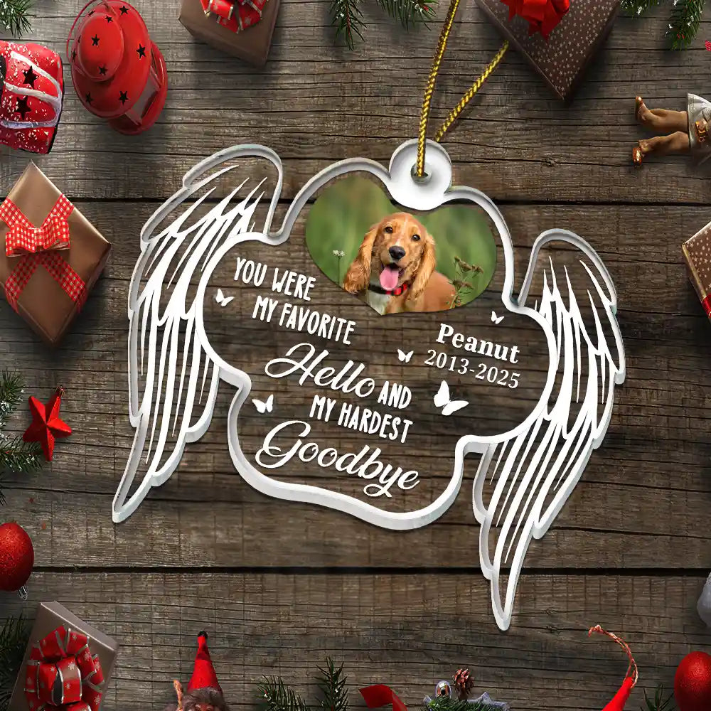 Pet Lovers,Pet Mom,Pet Dad,Dog Lovers,Dog Mom,Dog Dad,Cat Lovers,Cat Mom,Cat Dad,Memorial,Christmas,Sad,Gift For Women,Gift For Men,Custom Photo - Custom Photo Memorial Your Wings Were Ready My Heart Was Not - Personalized Custom Shaped Acrylic Ornament