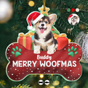 Happy, Dog Lovers, Pet Lovers, Cat Lovers, Christmas - Custom Photo Merry Woofmas 3D Effect Dog Cat - Personalized Custom Shaped Acrylic Ornament