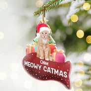 Happy, Dog Lovers, Pet Lovers, Cat Lovers, Christmas - Custom Photo Merry Woofmas 3D Effect Dog Cat - Personalized Custom Shaped Acrylic Ornament