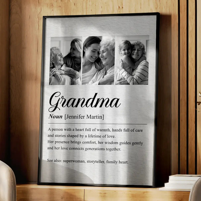 Gift For Mother,Gift For Father,Gift For Grandma,Gift For Grandpa,Love,Custom Photo - Custom Photo Mom Dad Grandma Grandpa Definition - Personalized Poster