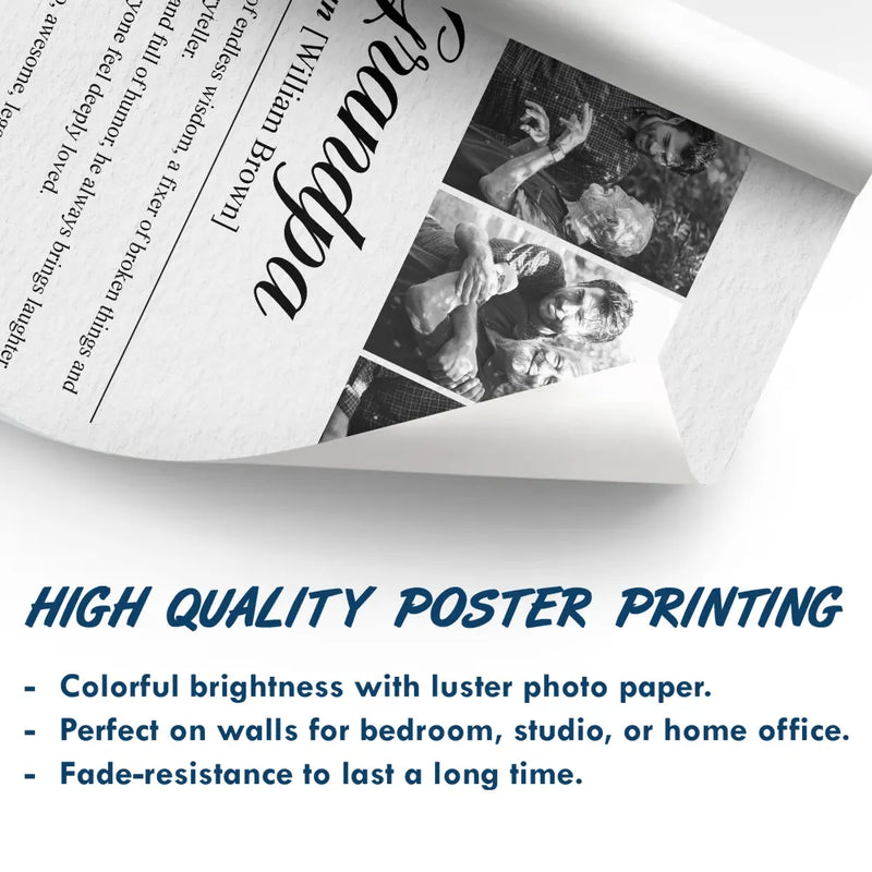 Gift For Mother,Gift For Father,Gift For Grandma,Gift For Grandpa,Love,Custom Photo - Custom Photo Mom Dad Grandma Grandpa Definition - Personalized Poster