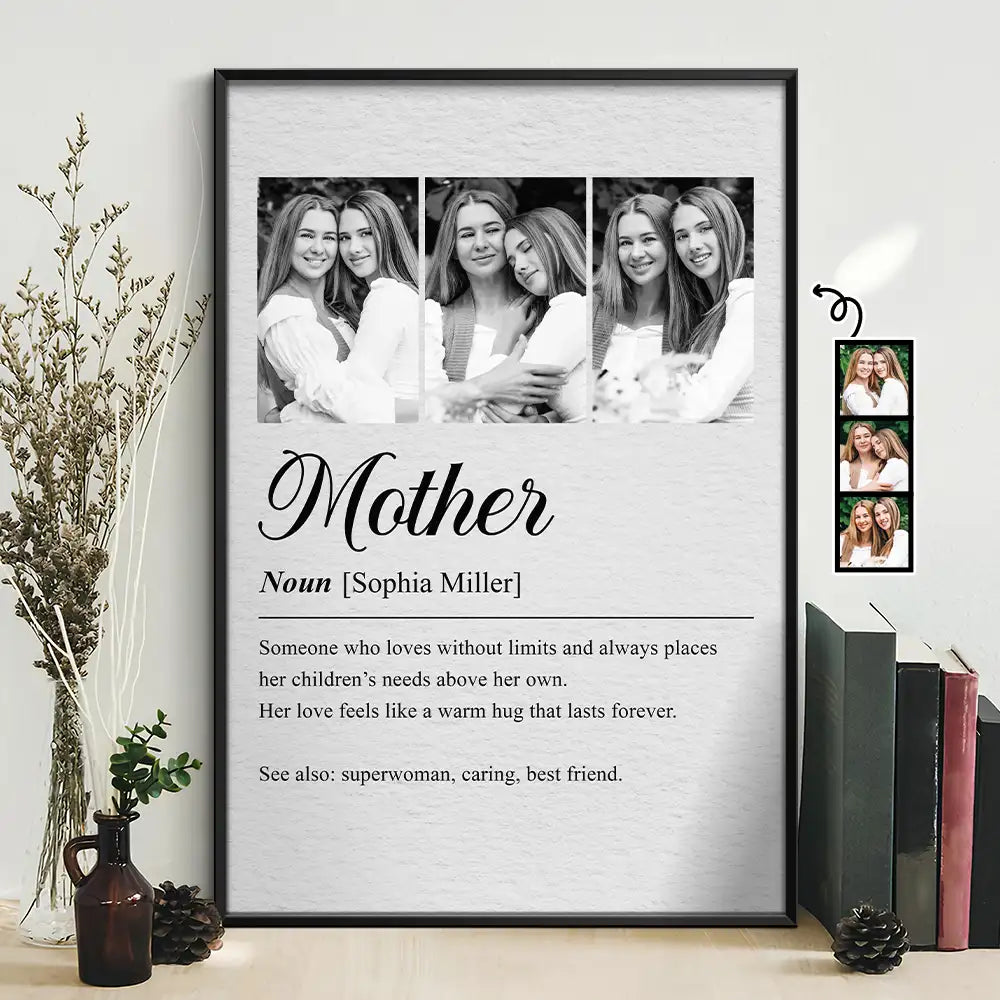Gift For Mother,Gift For Father,Gift For Grandma,Gift For Grandpa,Love,Custom Photo - Custom Photo Mom Dad Grandma Grandpa Definition - Personalized Poster