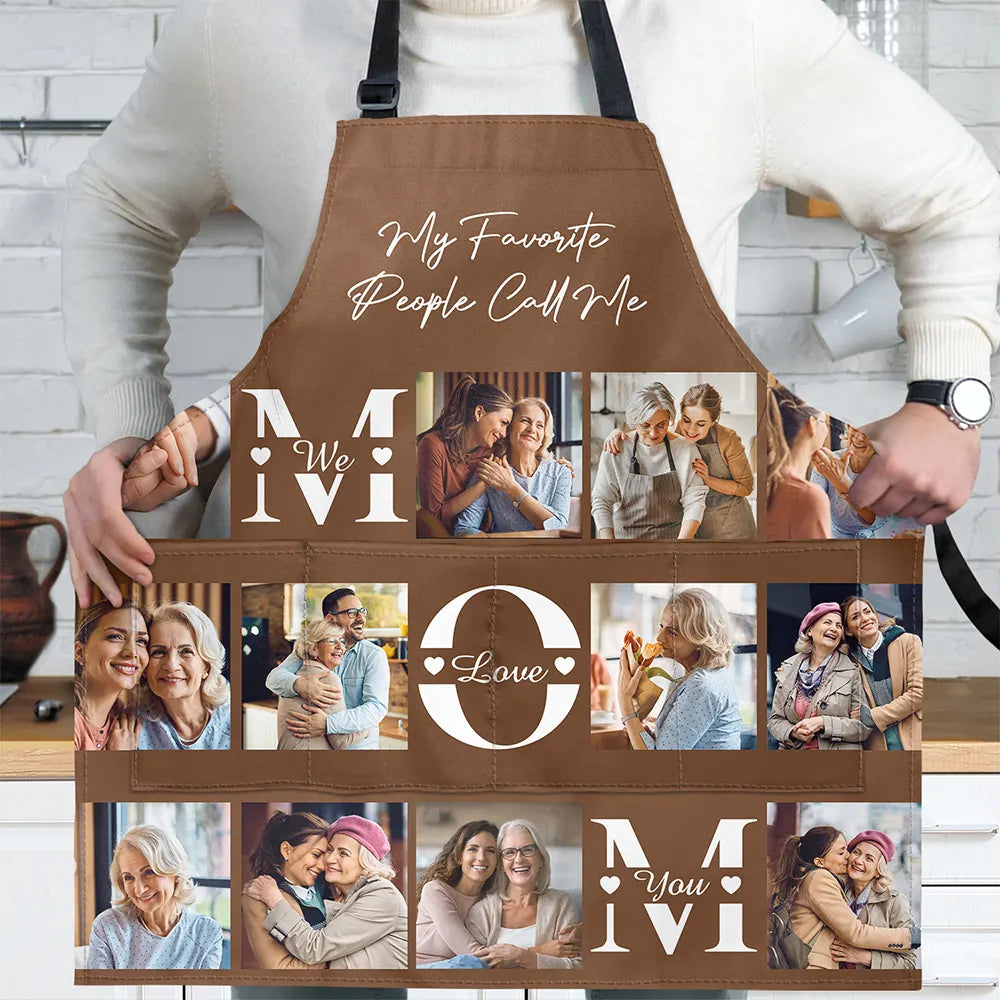 Custom Photo,Family,Gift For Mother,Gift For Father,Happy,Photo,Grateful - Custom Photo Mom Dad We Love You - Personalized Apron
