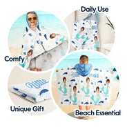 Happy, Summer, Gift For Kids, Beach - Custom Photo Mommy's Little Mermaid - Personalized Hooded Beach Towel