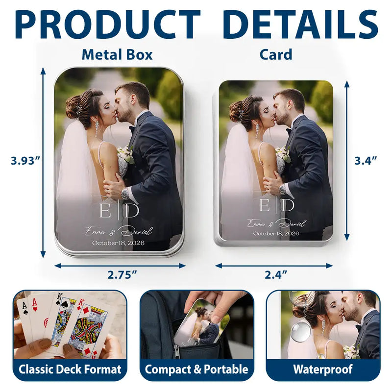 Custom Photo,Romantic,Gift For Couples,Wedding,Upload Full Photo,Monogram - Custom Photo Monogram Wedding Engagement Signing Book - Personalized Playing Cards