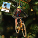 Gift For Yourself,Gift For Women,Gift For Men,Happy,Christmas,Custom Photo,Photo Hobby Ornament - Custom Photo Mountain Biking - Personalized Acrylic Photo Ornament