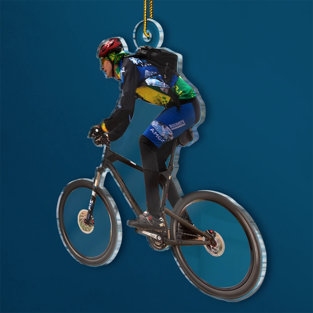 Gift For Yourself,Gift For Women,Gift For Men,Happy,Christmas,Custom Photo,Photo Hobby Ornament - Custom Photo Mountain Biking - Personalized Acrylic Photo Ornament